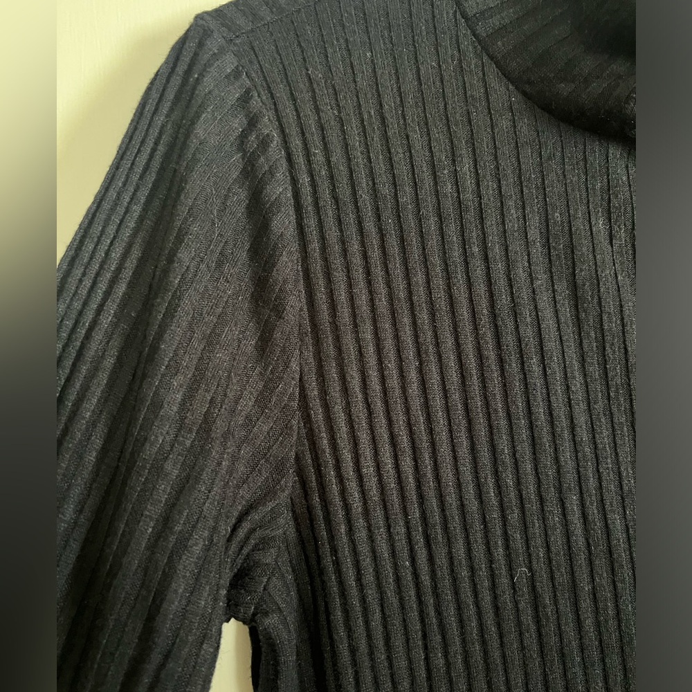 Loft Black Ribbed Long Sleeve Dress - Picture 6 of 6